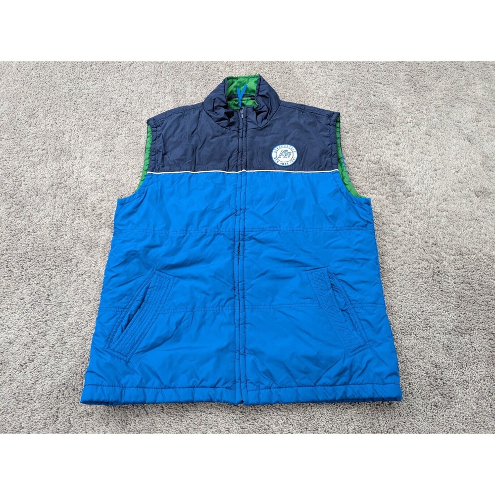 Aeropostale Puffer Vest Mens Extra Large Full Zip Side Pocket‎ Windbreaker Blue